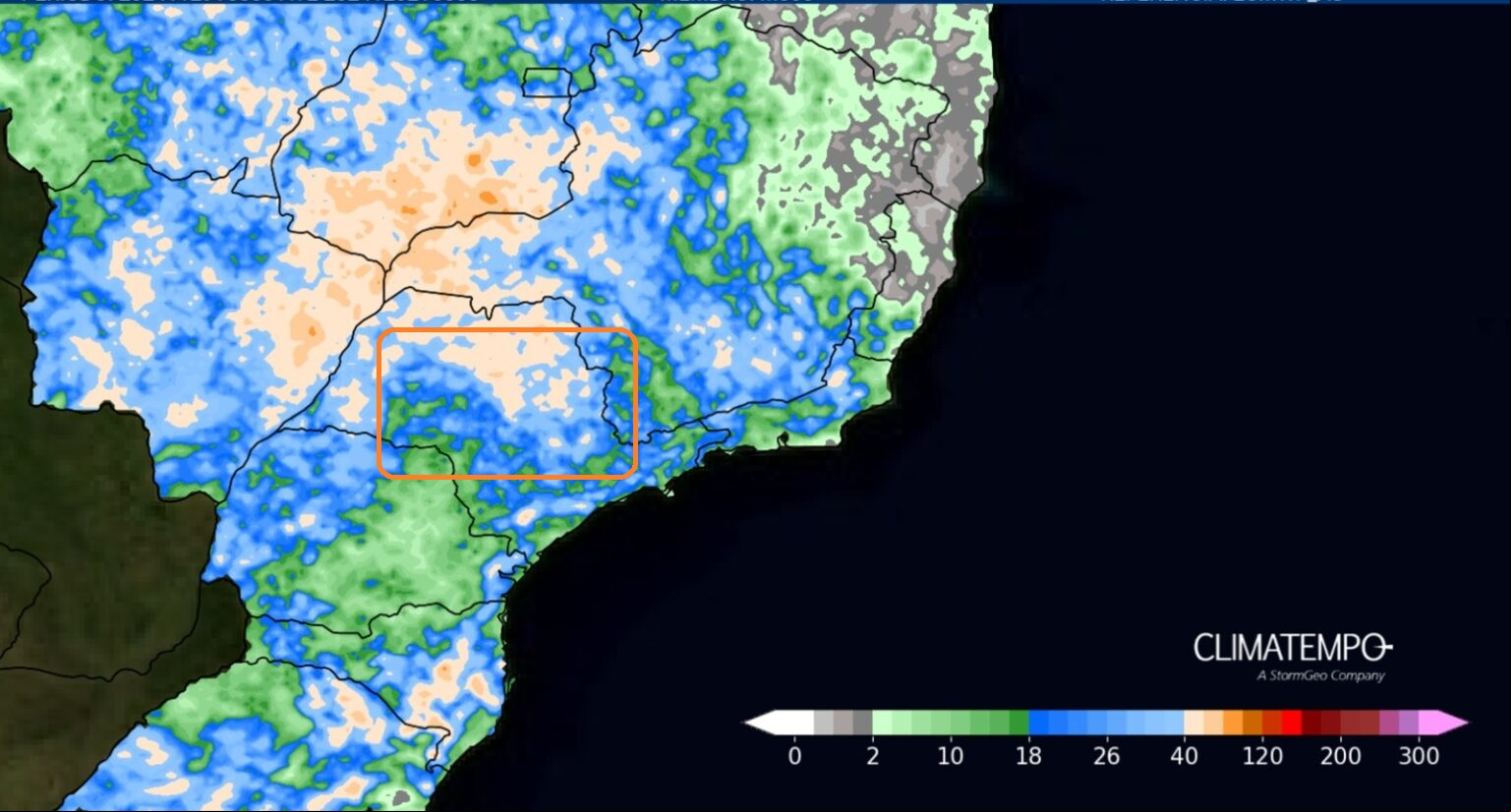Mapa de acumulados previstos entre 29 de novembro e 02 de dezembro de 2024. 