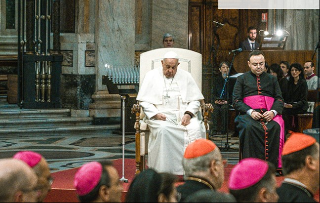 Na imagem, Papa celebra missa na igreja em que será enterrado. Foto: Divulgação Vaticano